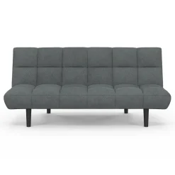 Canapé clic clac SALOME capitonné 3 places tissu gris anthracite