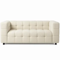 Canapé double capitonné en tissu bouclette