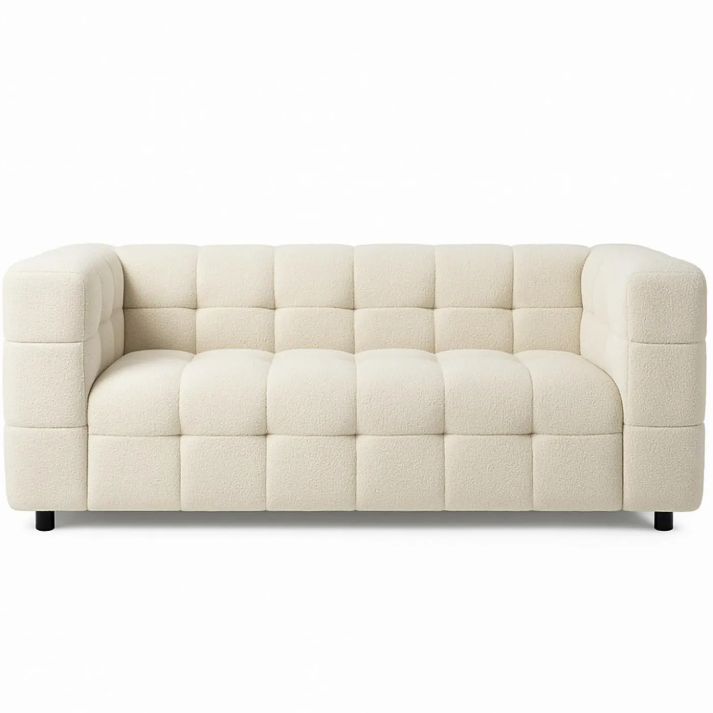 Canapé double capitonné en tissu bouclette