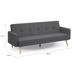 Canapé droit convertible 3 places gris
