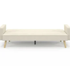Canapé droit scandinave 3 places convertible LARS velours côtelé beige