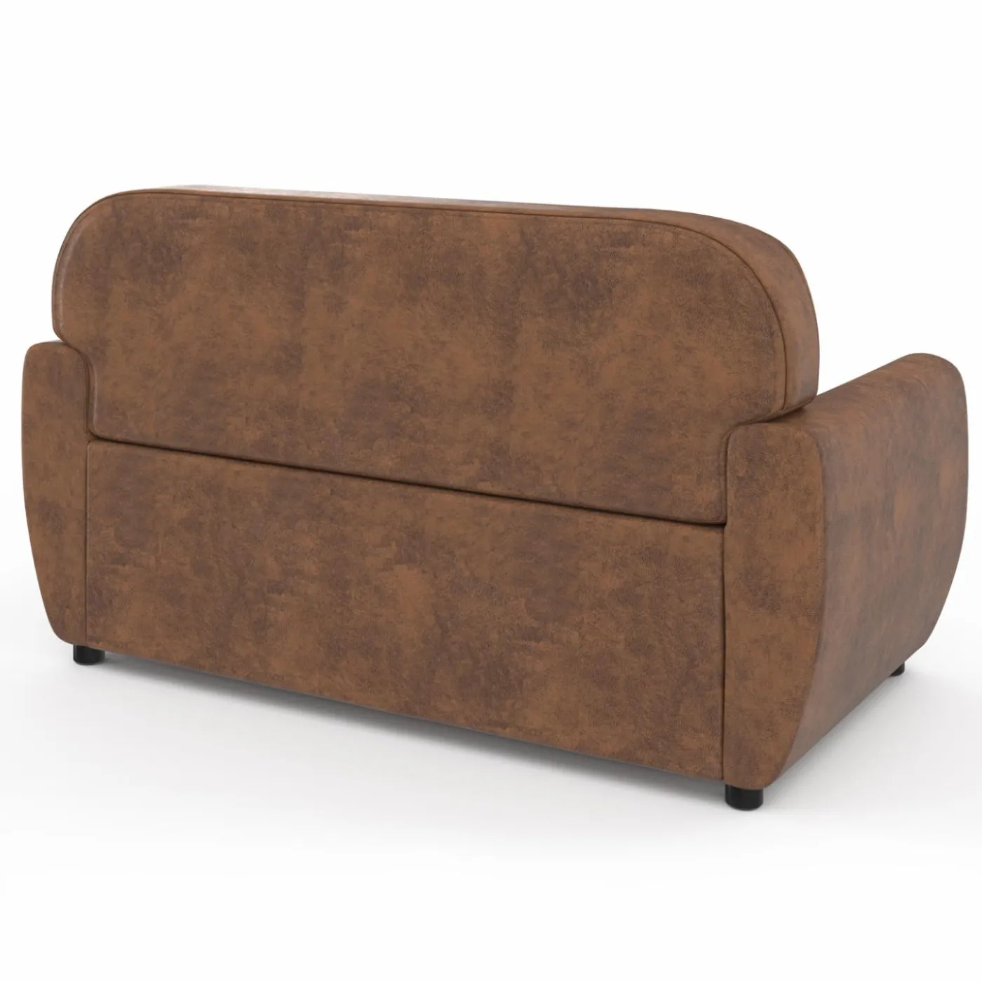Canapé droit vintage marron effet vieilli