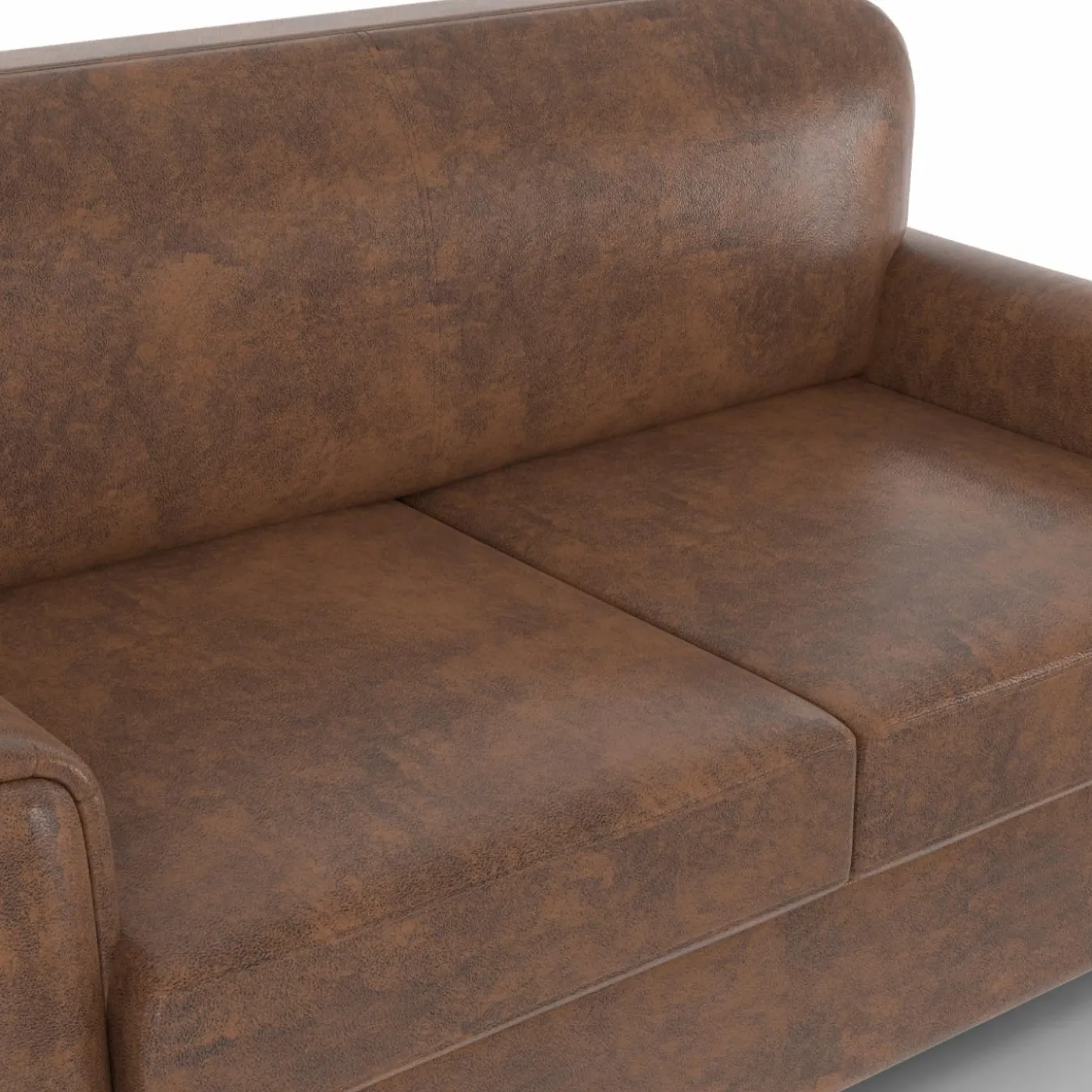 Canapé droit vintage marron effet vieilli
