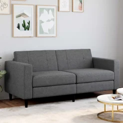 Canapé fixe moderne 3 places 180 cm en tissu gris anthracite