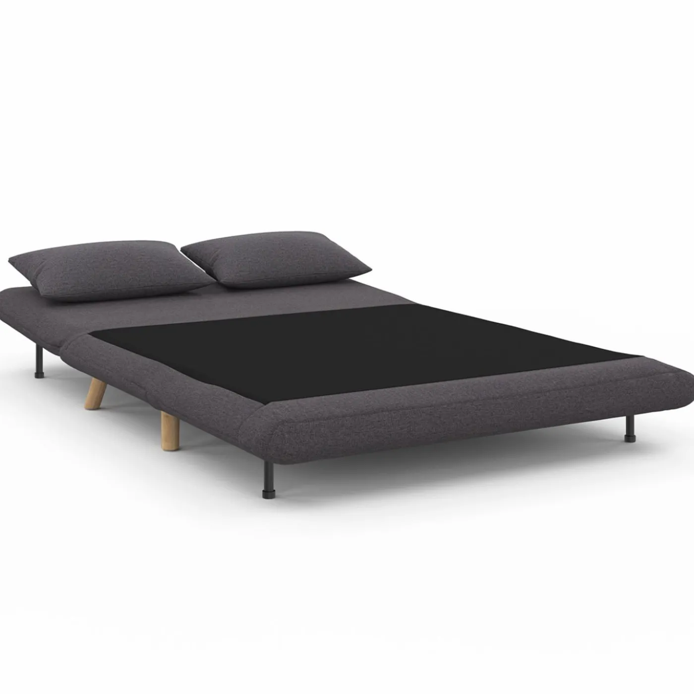 Canapé lit convertible 2 places 120x190cm tissu gris anthracite