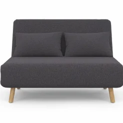 Canapé lit convertible 2 places 120x190cm tissu gris anthracite
