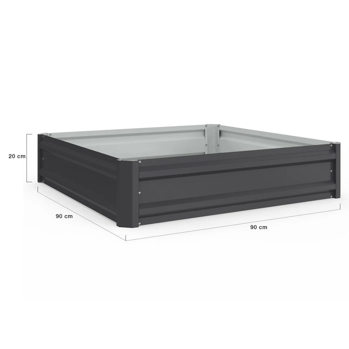 Carrés de potager 90 x 90 cm métalliques gris argentés : lot de 2