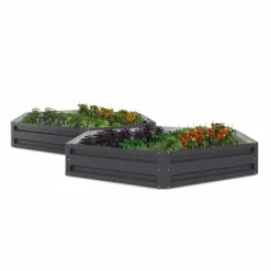 Carrés de potager hexagonale 120 cm gris anthracite : lot de 2
