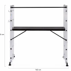 Échafaudage aluminium plateforme modulable avec échelle multifonction, sur roues, 165 cm
