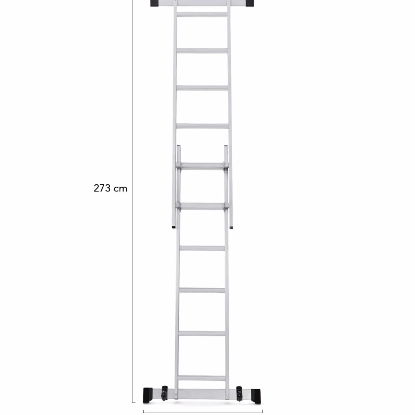 Échafaudage aluminium plateforme modulable avec échelle multifonction, sur roues, 165 cm