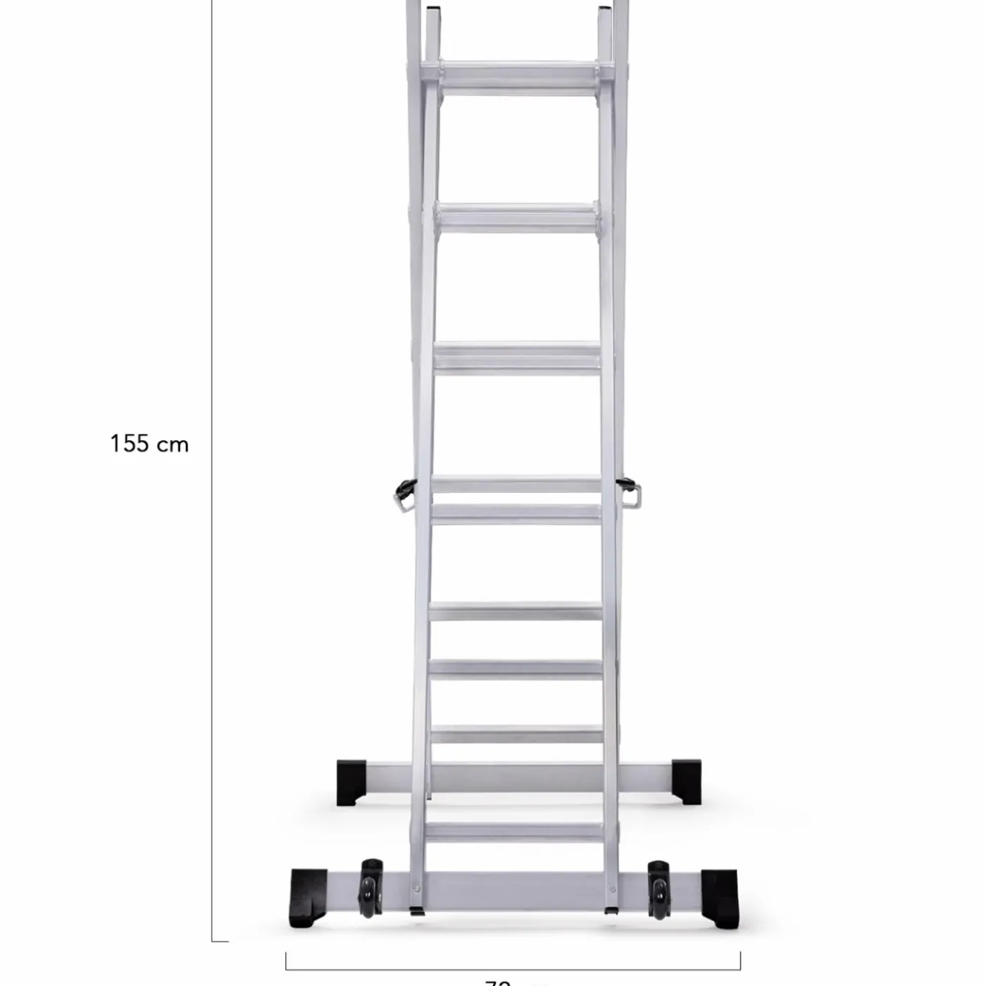 Échafaudage aluminium plateforme modulable avec échelle multifonction, sur roues, 165 cm