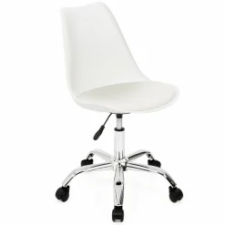 Chaise de bureau scandinave blanche à roulettes
