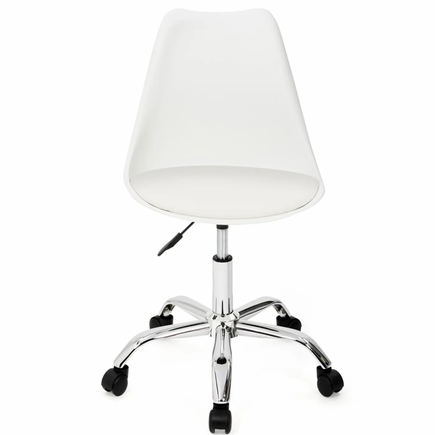Chaise de bureau scandinave blanche à roulettes