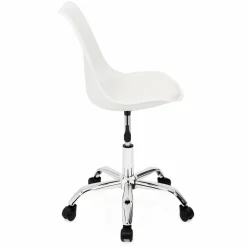Chaise de bureau scandinave blanche à roulettes