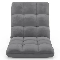 Chaise de sol pliante 15 positions en velours gris anthracite