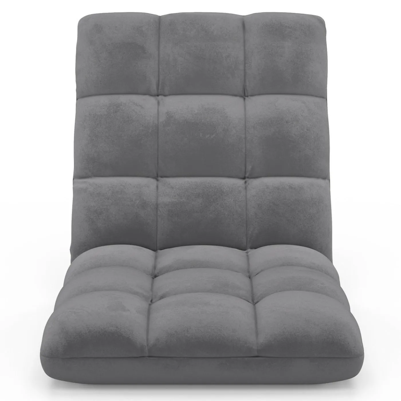 Chaise de sol pliante 15 positions en velours gris anthracite