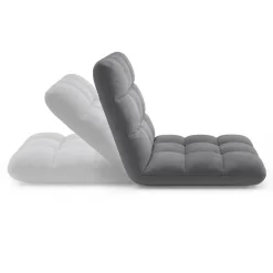 Chaise de sol pliante 15 positions en velours gris anthracite
