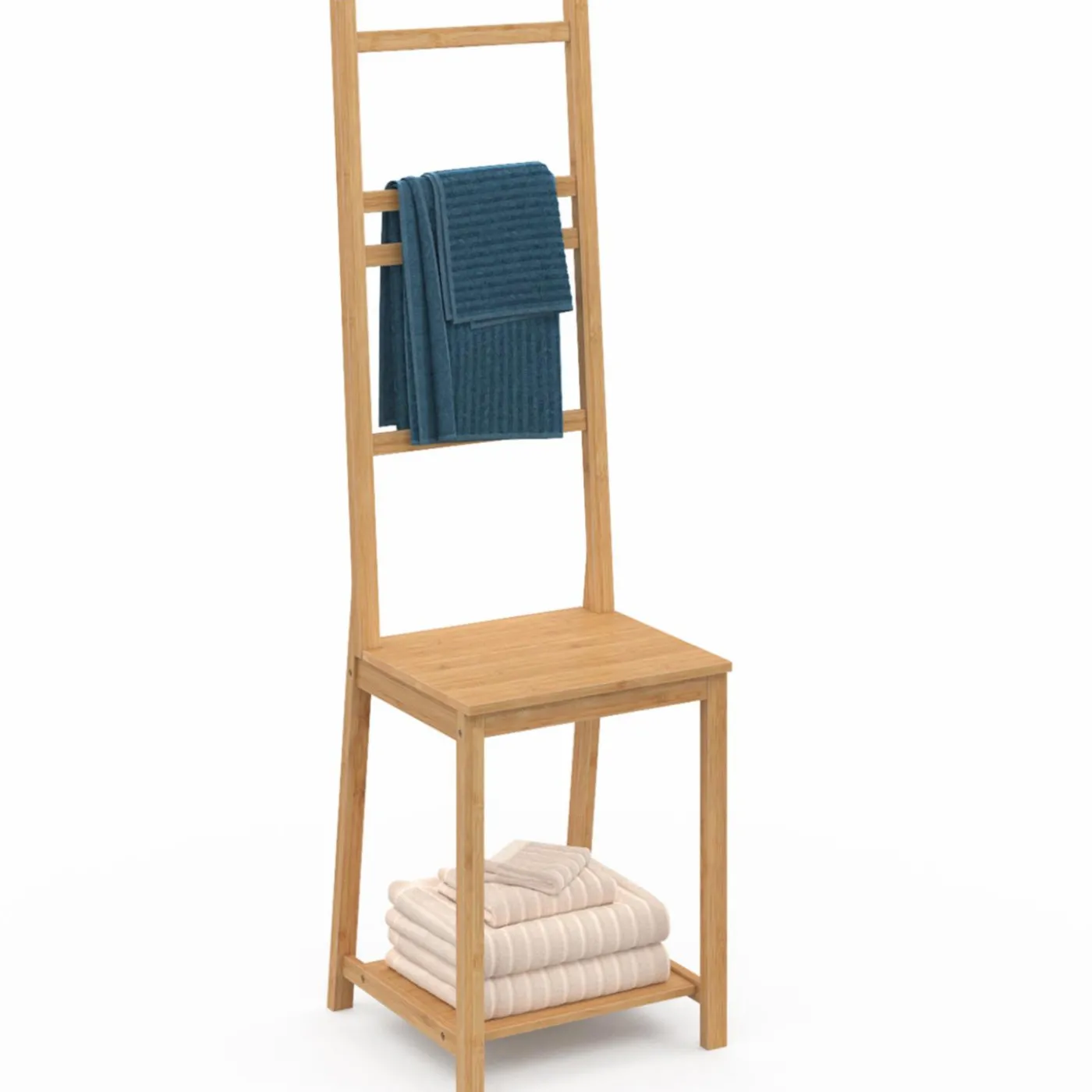 Chaise porte-serviettes en bambou