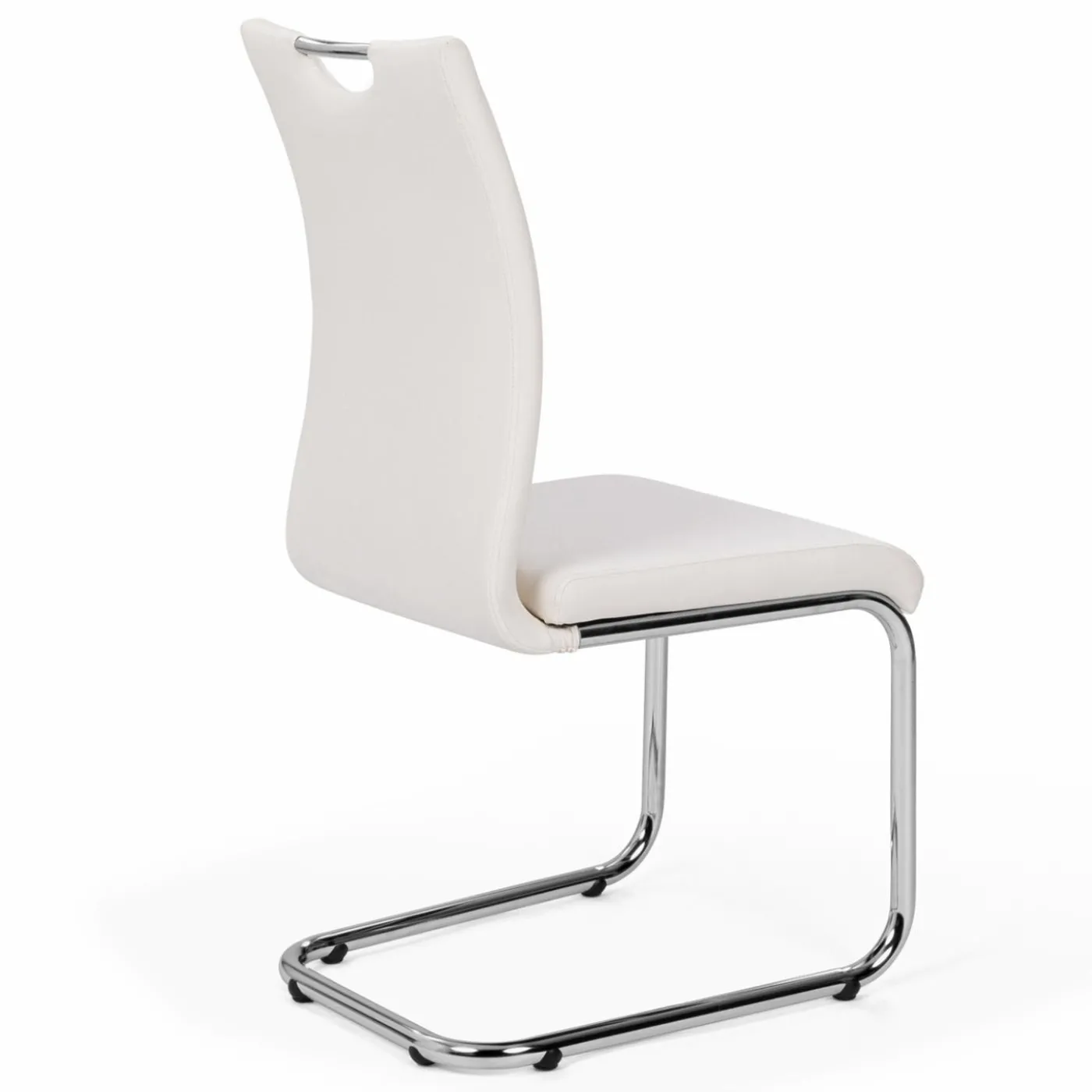 Chaises blanches avec poignée pour salle à manger