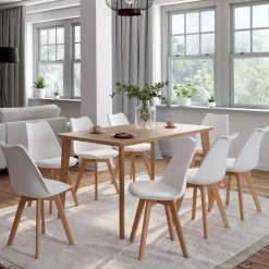 Chaises blanches scandinaves salle à manger : lot de 8