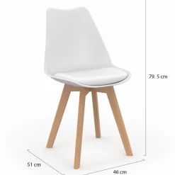 Chaises blanches scandinaves salle à manger : lot de 8