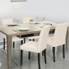 Chaises capitonnées en velours beige pieds noirs : lot de 4