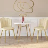 Chaises coquillages beiges en velours et pieds dorés