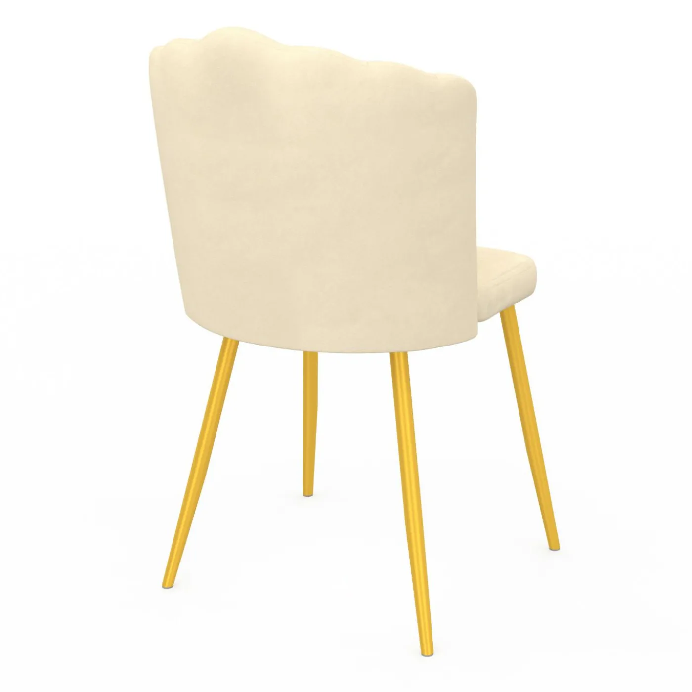 Chaises coquillages beiges en velours et pieds dorés