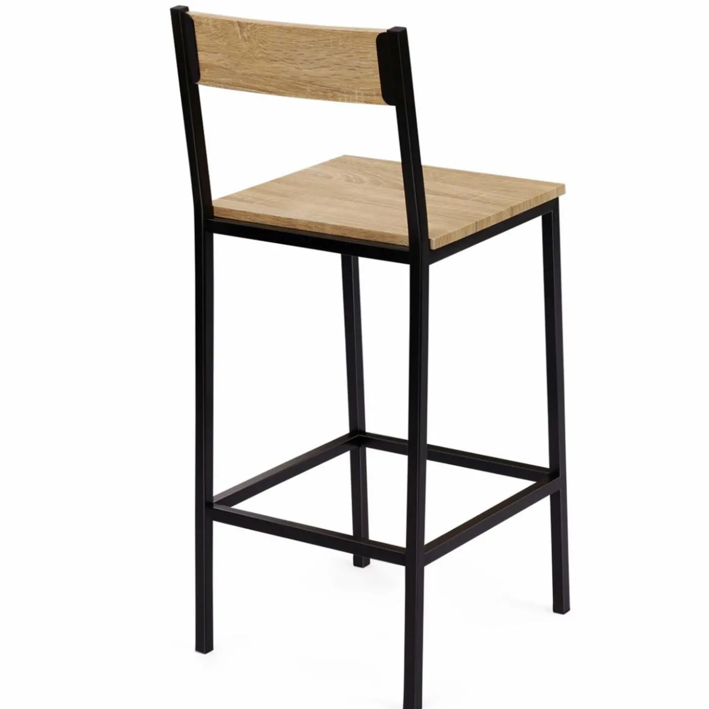 Chaises de bar industrielles métal et bois avec dossier x4