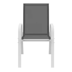 Chaises de jardin empilables blanc et gris : lot de 4