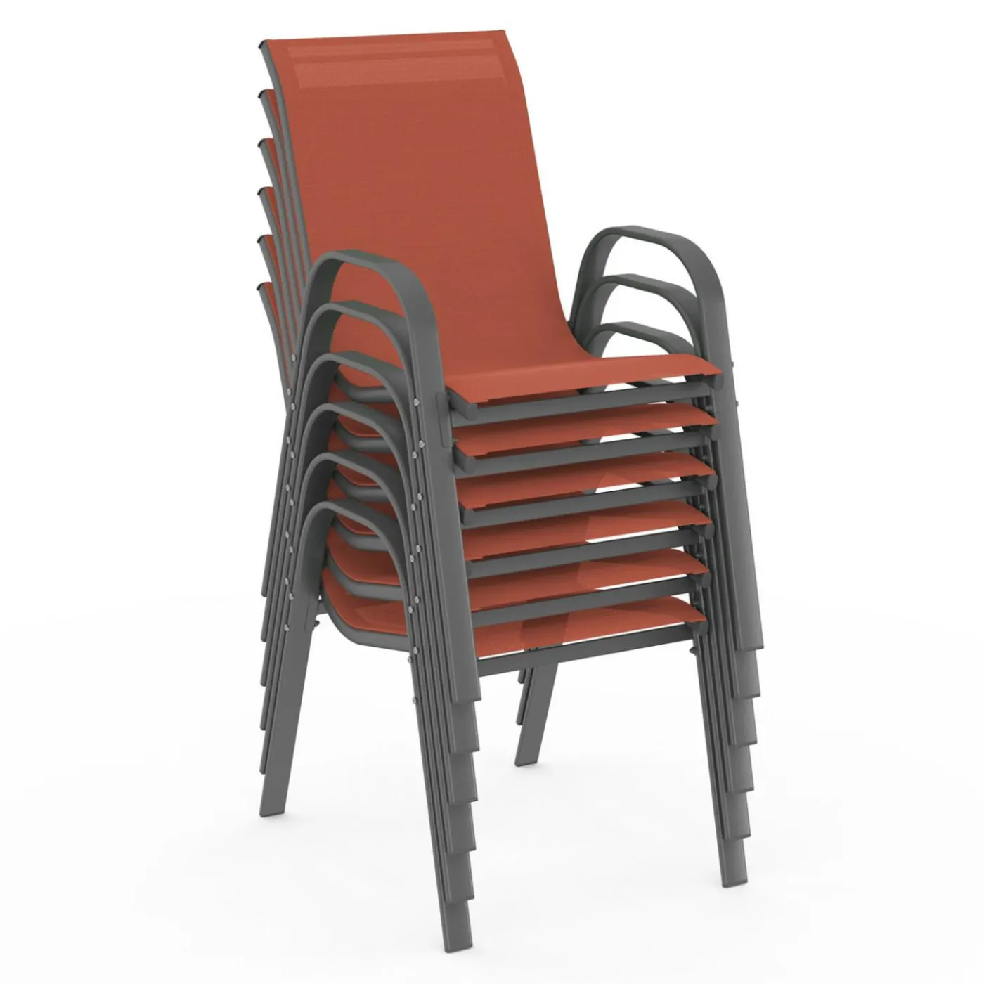 Chaises de jardin empilables terracotta - lot de 6