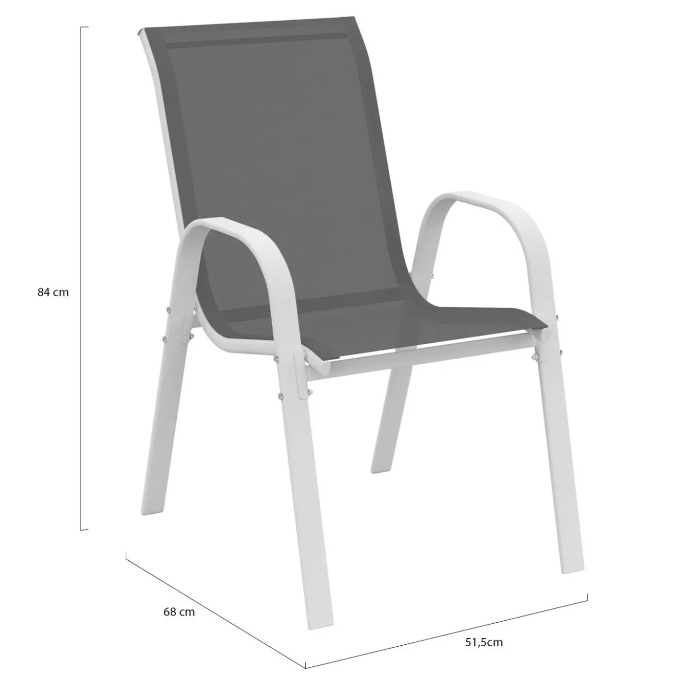 Chaises de jardin empilables blanc et gris - lot de 6