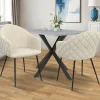 Chaises de salle à manger design en velours gaufré beige