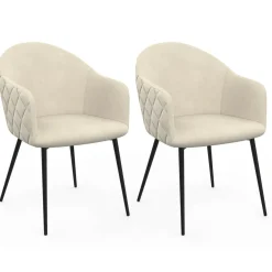 Chaises de salle à manger design en velours gaufré beige