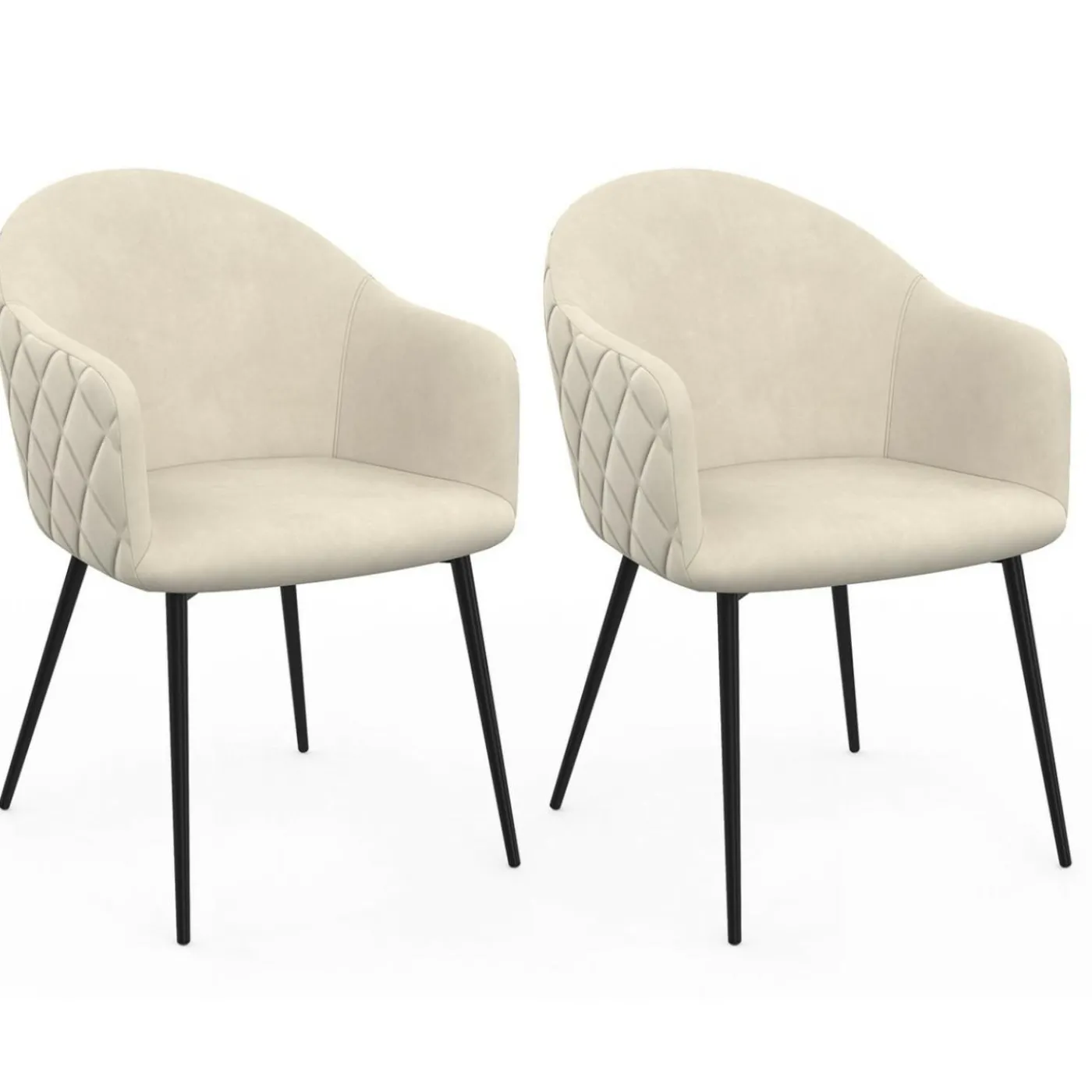Chaises de salle à manger design en velours gaufré beige