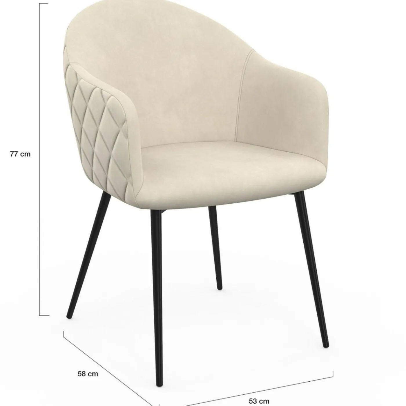 Chaises de salle à manger design en velours gaufré beige