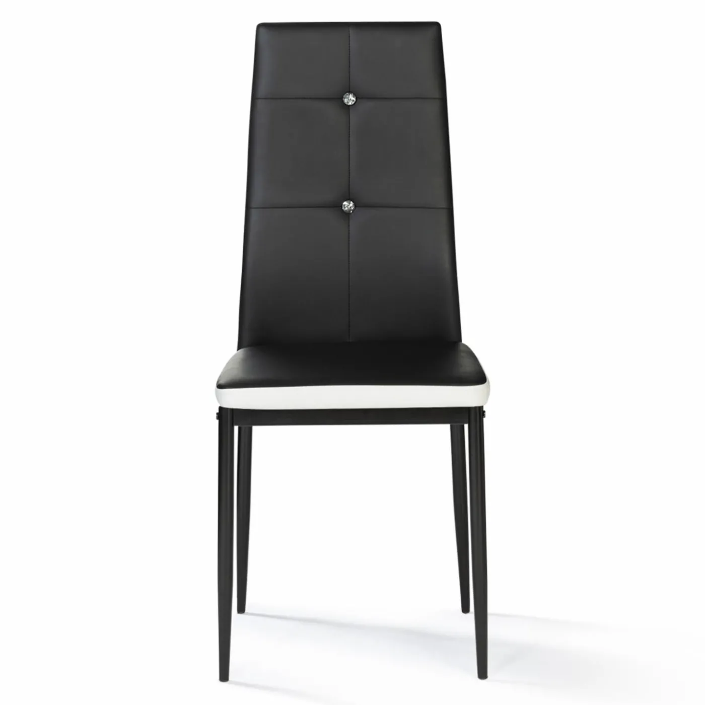 Chaises de salle à manger noires et blanches avec strass