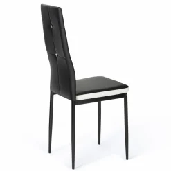 Chaises de salle à manger noires et blanches avec strass