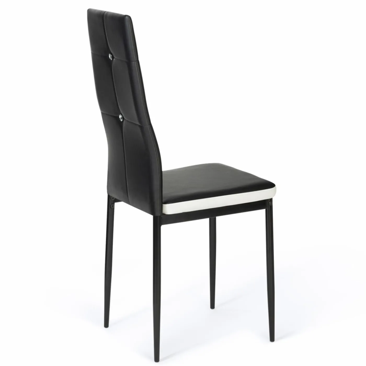 Chaises de salle à manger noires et blanches avec strass