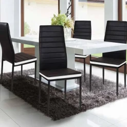 Chaises de salle à manger noires avec bandeau blanc