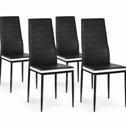 Chaises de salle à manger noires avec bandeau blanc