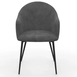 Chaises de salle à manger design en velours gris foncé