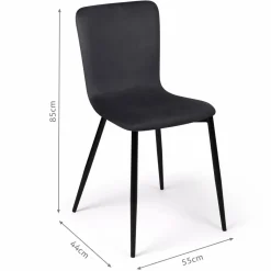 Chaises design en velours gris foncé x4