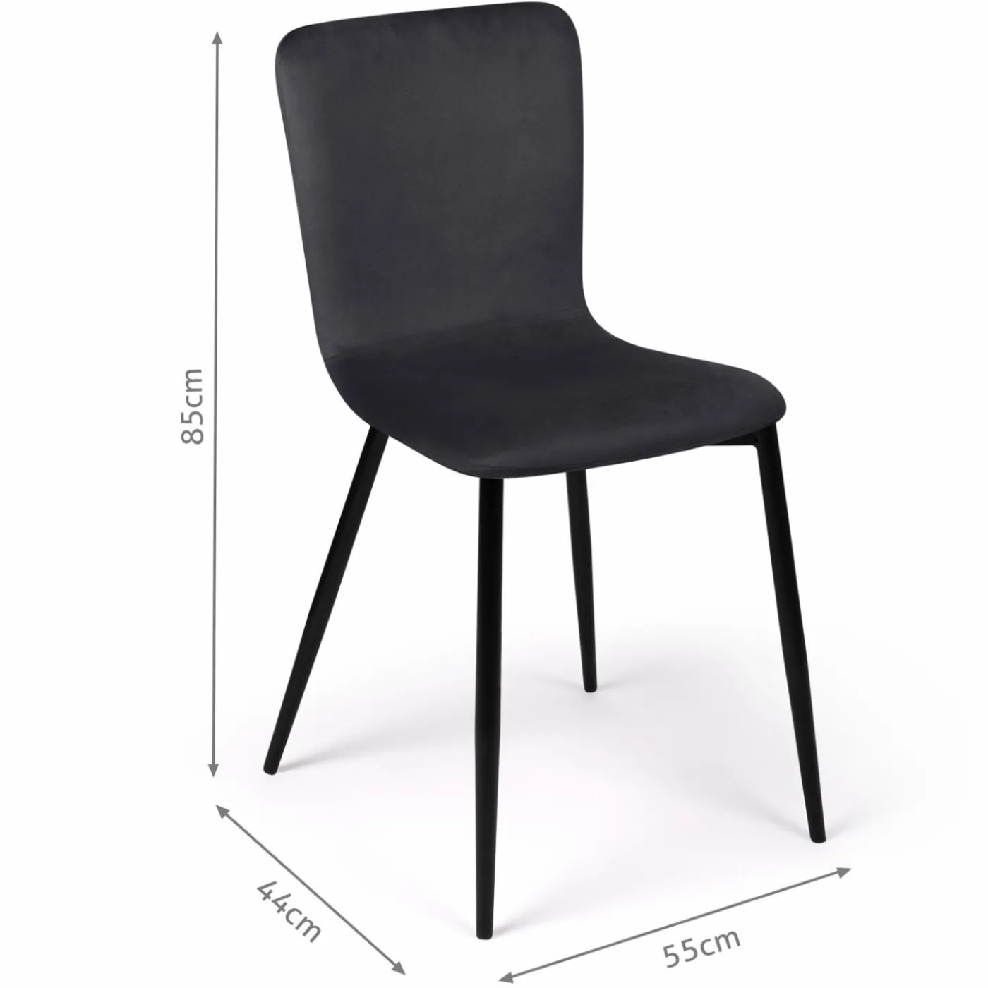 Chaises design en velours gris foncé x4
