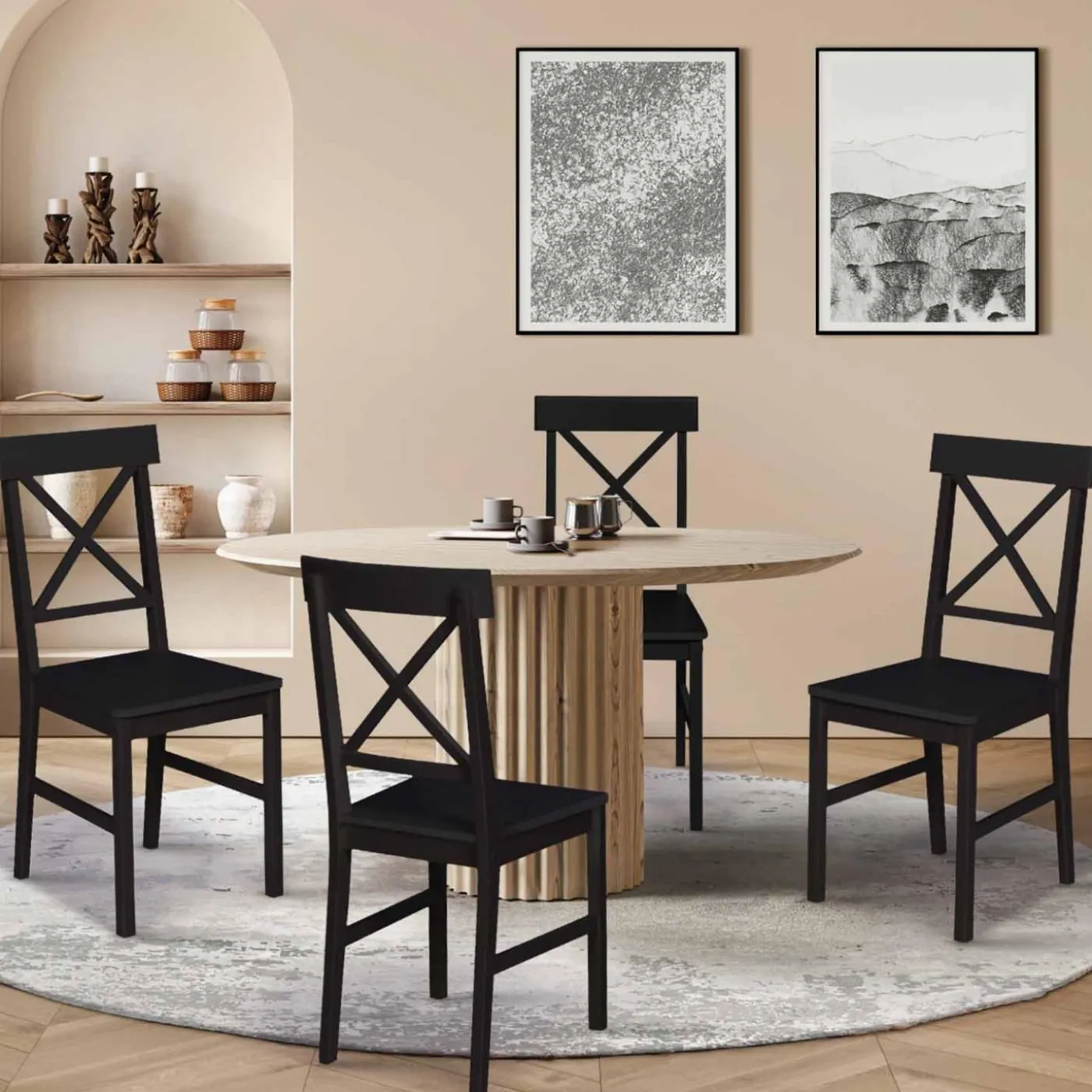 Chaises en bois noir lot de 4