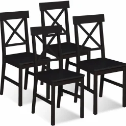 Chaises en bois noir lot de 4