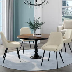 Chaises en velours beige avec demi-accoudoirs