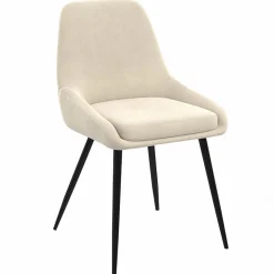Chaises en velours beige avec demi-accoudoirs