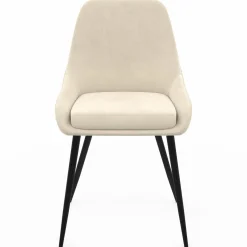 Chaises en velours beige avec demi-accoudoirs