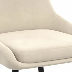 Chaises en velours beige avec demi-accoudoirs